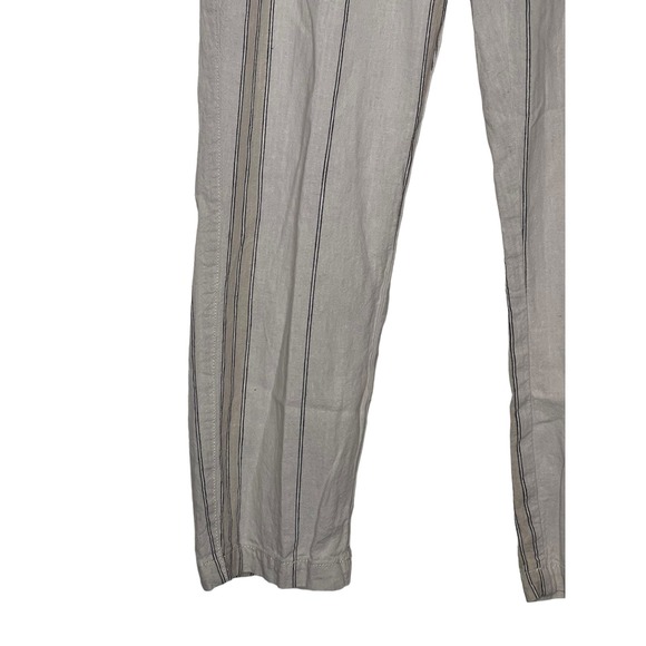 Anthropologie Women Pants Striped Linen Pull On Pockets Tassel Tie Boho Beige XS - Picture 4 of 11